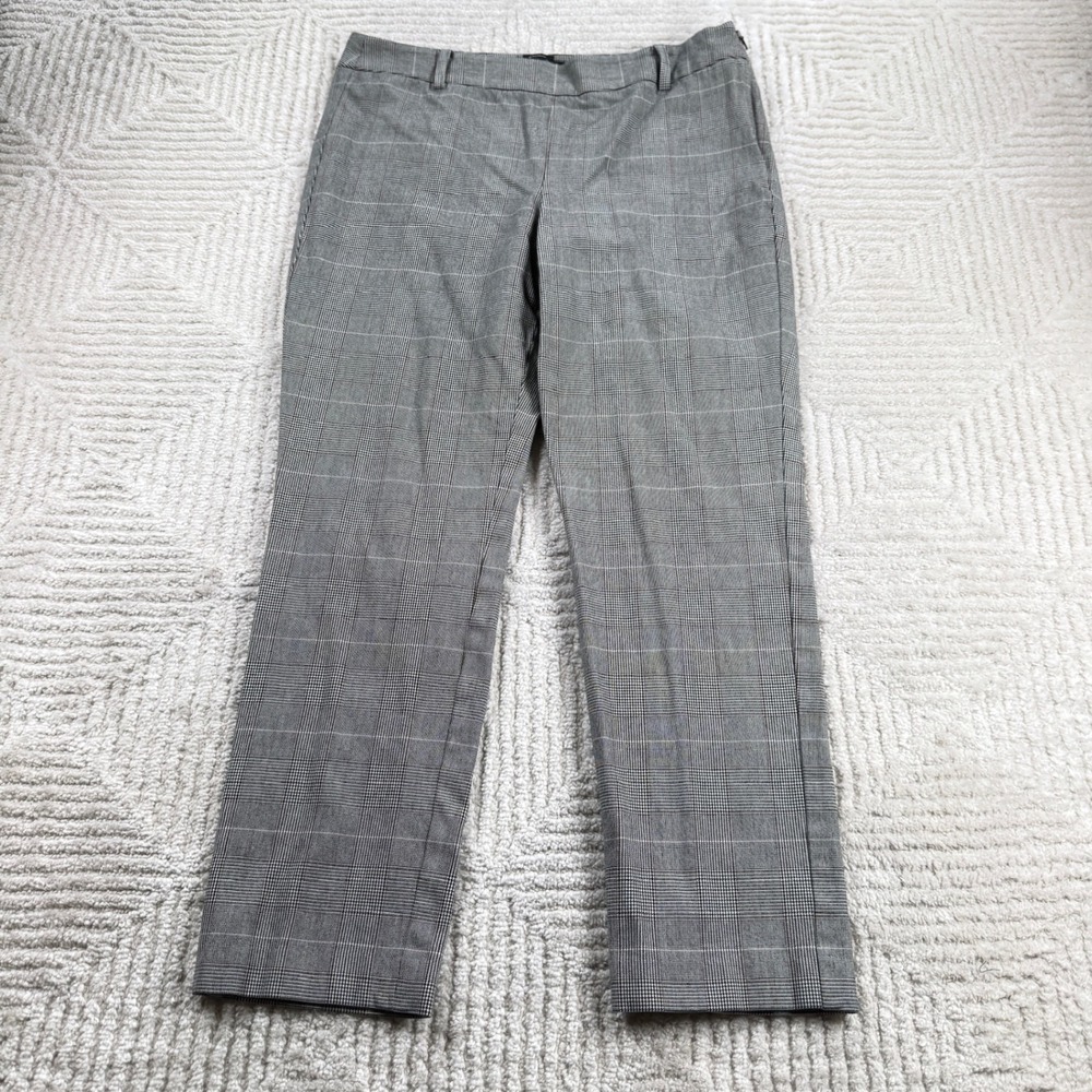 Talbots Chatham Ankle Pants Women's 8 Gray Glen Plaid Workwear Preppy Office